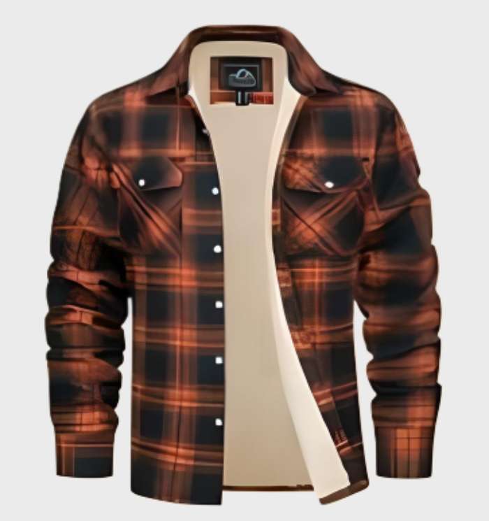Davy Men's Plaid Flannel Lined Shirt Jacket - Warm & Stylish Outerwear
