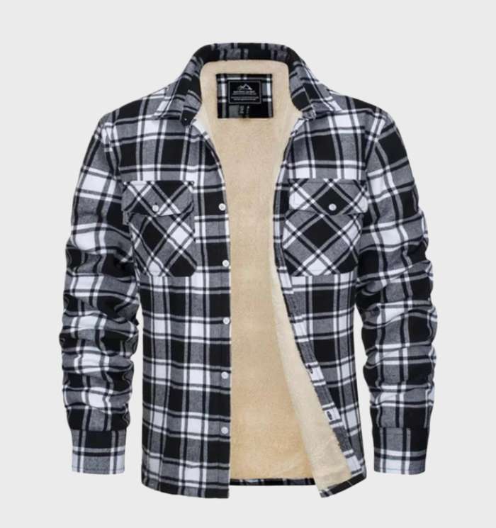 Davy Men's Plaid Flannel Lined Shirt Jacket - Warm & Stylish Outerwear