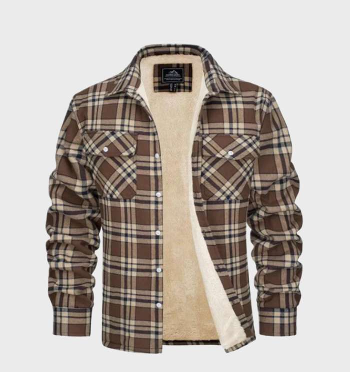Davy Men's Plaid Flannel Lined Shirt Jacket - Warm & Stylish Outerwear