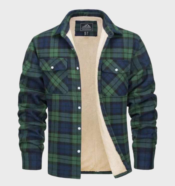 Davy Men's Plaid Flannel Lined Shirt Jacket - Warm & Stylish Outerwear