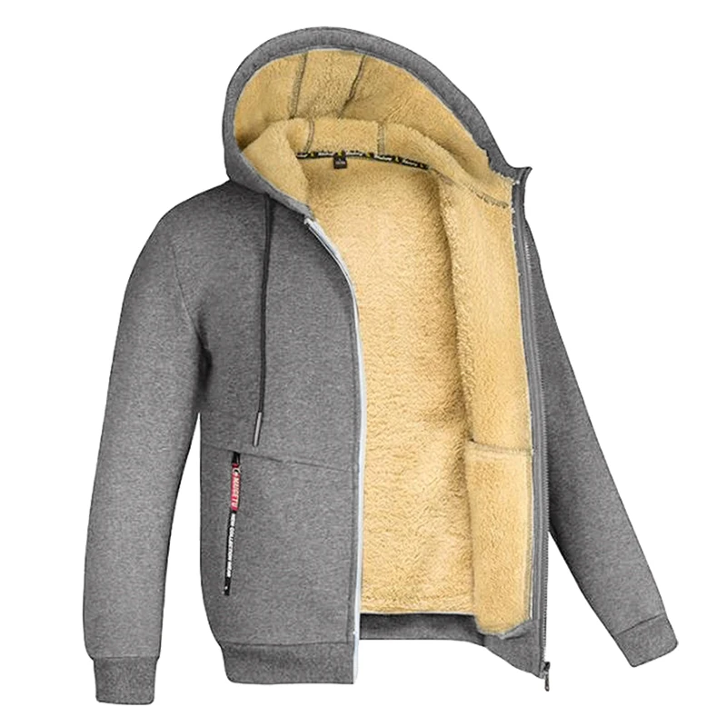Davy Men's Sherpa-Lined Full Zip Fleece Hoodie - Cozy Warmth & Style for Every Season