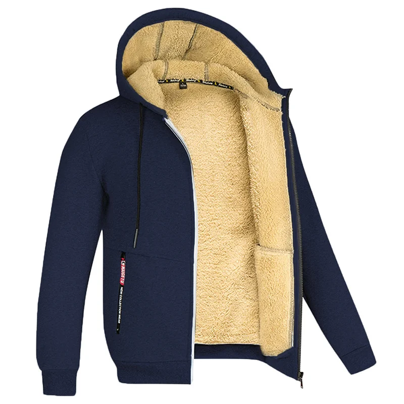 Davy Men's Sherpa-Lined Full Zip Fleece Hoodie - Cozy Warmth & Style for Every Season