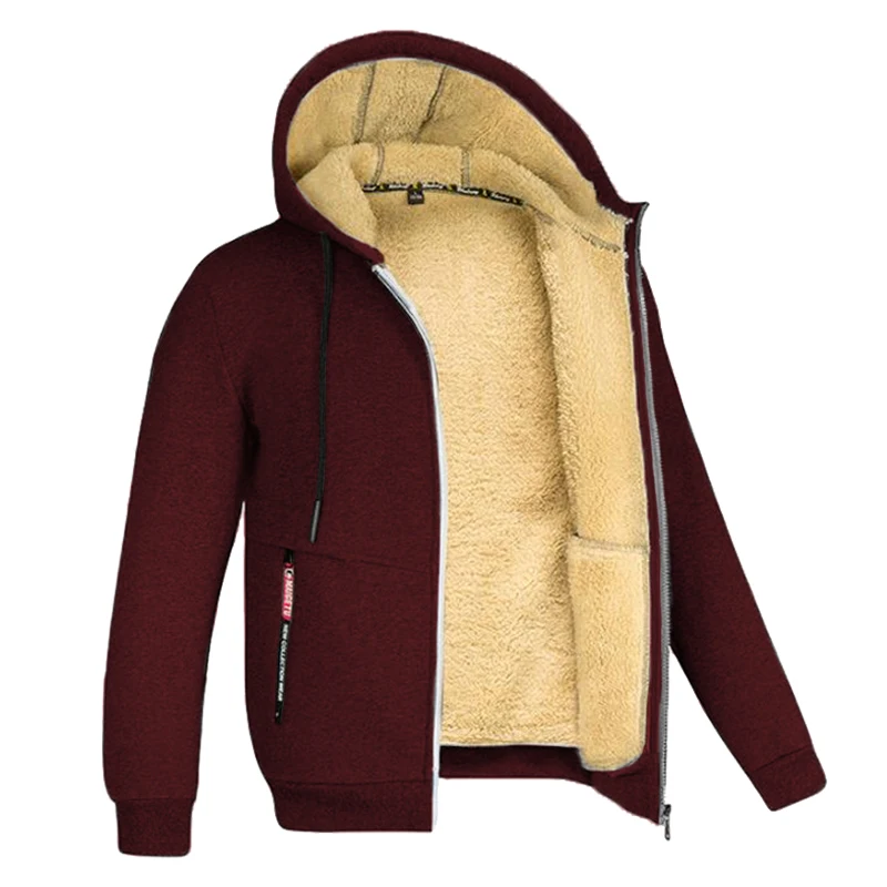 Davy Men's Sherpa-Lined Full Zip Fleece Hoodie - Cozy Warmth & Style for Every Season
