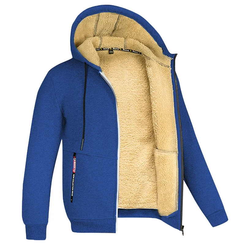 Davy Men's Sherpa-Lined Full Zip Fleece Hoodie - Cozy Warmth & Style for Every Season
