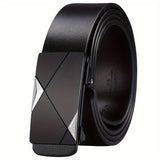 Davy Men's Genuine Leather Automatic Buckle Belt | Classic Adjustable Cowhide Waist Belt for Ultimate Comfort and Style