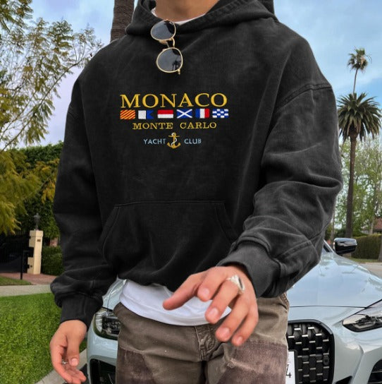 Davy Men's Cozy Nautical Flag Hoodie - Comfortable Maritime Style Sweatshirt