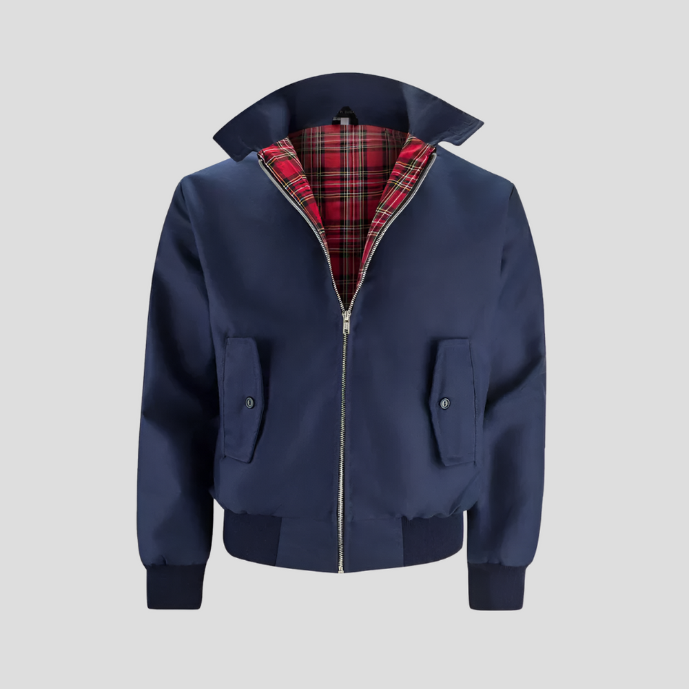 Davy Men's Harrington Jacket with Tartan Lining - Stylish & Classic Outerwear