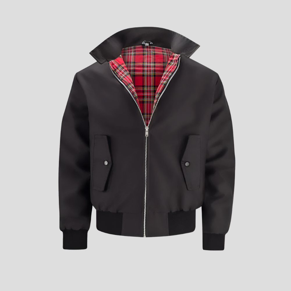 Davy Men's Harrington Jacket with Tartan Lining - Stylish & Classic Outerwear