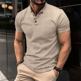 Davy Men's Band Collar Henley Polo Shirt - Stylish & Refined Casual Wear