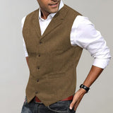 Davy Men's Herringbone Suit Vest - Stylish Tailored Fit for Formal & Casual Occasions