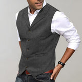 Davy Men's Herringbone Suit Vest - Stylish Tailored Fit for Formal & Casual Occasions