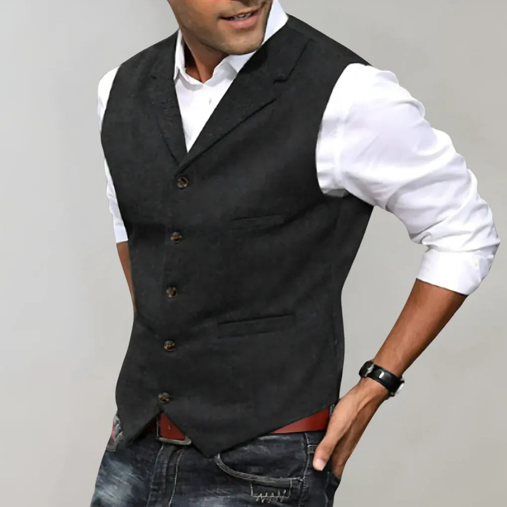 Davy Men's Herringbone Suit Vest - Stylish Tailored Fit for Formal & Casual Occasions