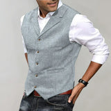 Davy Men's Herringbone Suit Vest - Stylish Tailored Fit for Formal & Casual Occasions