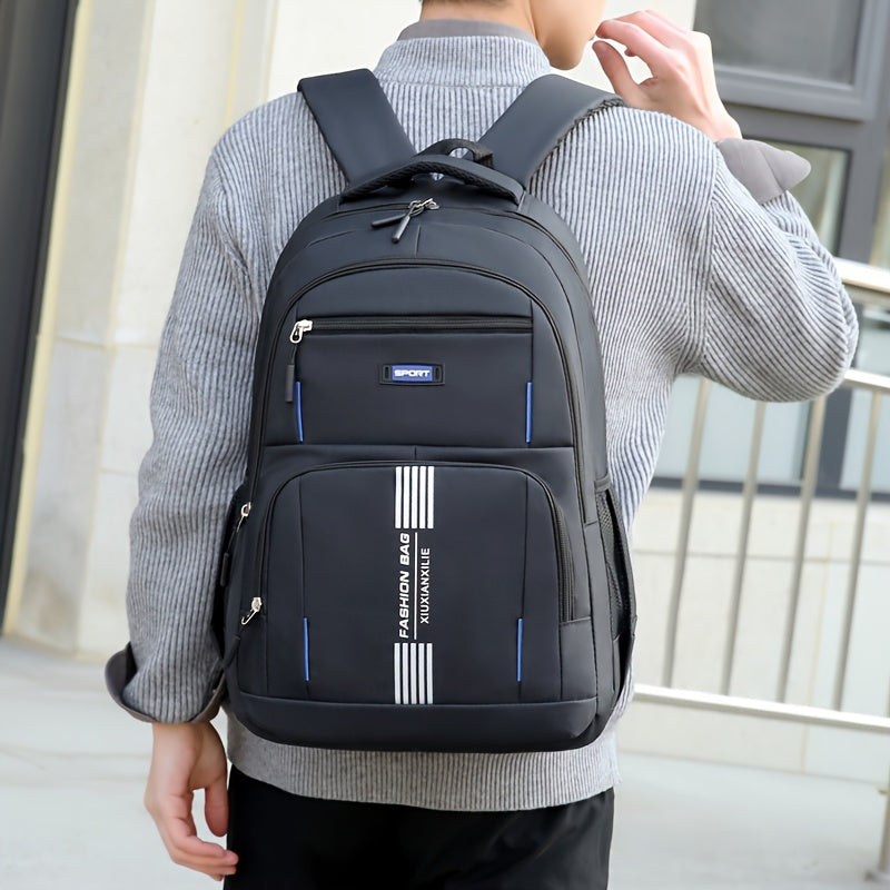 Davy Men's Laptop Backpack with Striped Front Pocket | Stylish & Functional Travel Bag