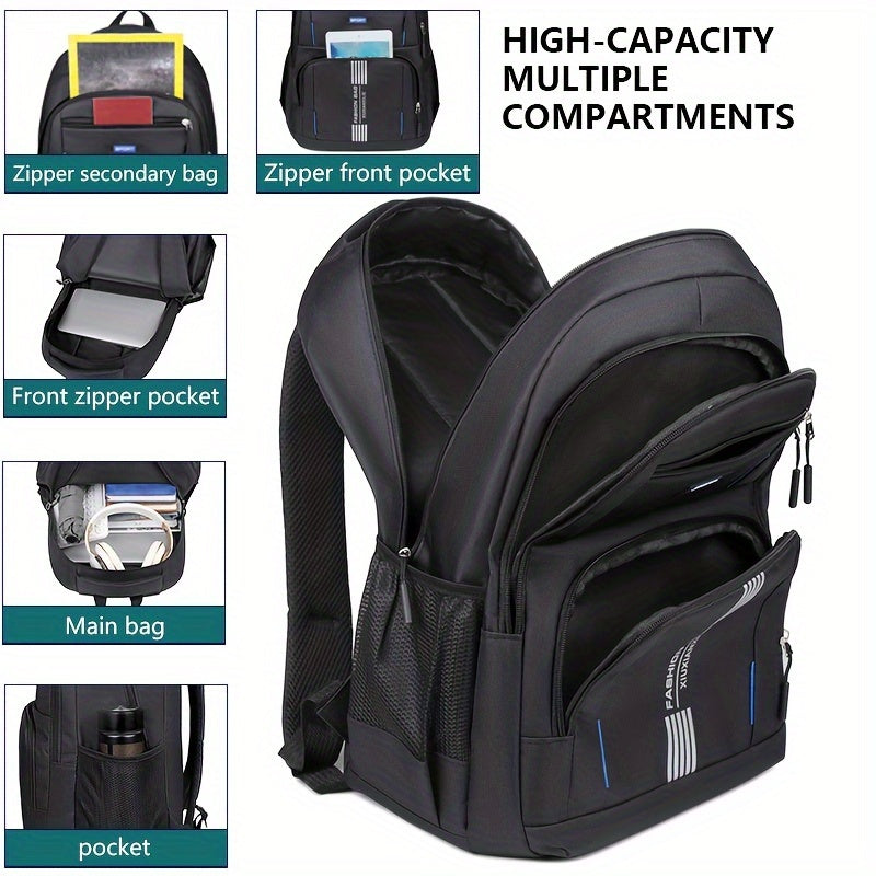 Davy Men's Laptop Backpack with Striped Front Pocket | Stylish & Functional Travel Bag