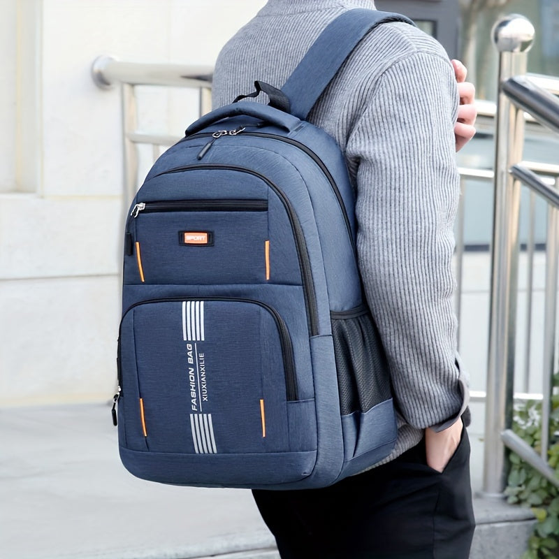 Davy Men's Laptop Backpack with Striped Front Pocket | Stylish & Functional Travel Bag