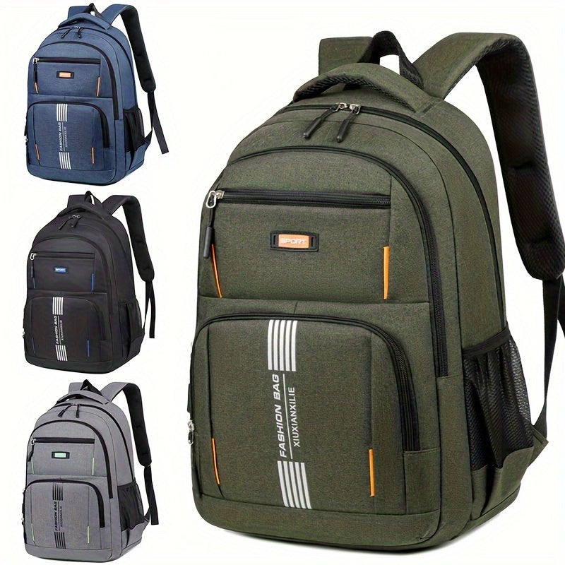 Davy Men's Laptop Backpack with Striped Front Pocket | Stylish & Functional Travel Bag