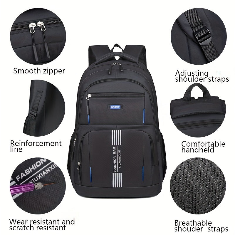 Davy Men's Laptop Backpack with Striped Front Pocket | Stylish & Functional Travel Bag