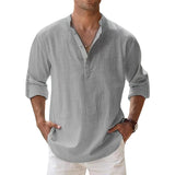 Men's Lightweight Breathable Linen Henley Shirt - Casual Summer Top for Comfort and Style