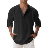 Men's Lightweight Breathable Linen Henley Shirt - Casual Summer Top for Comfort and Style