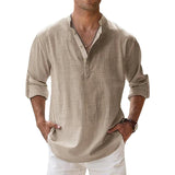 Men's Lightweight Breathable Linen Henley Shirt - Casual Summer Top for Comfort and Style