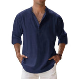Men's Lightweight Breathable Linen Henley Shirt - Casual Summer Top for Comfort and Style
