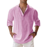 Men's Lightweight Breathable Linen Henley Shirt - Casual Summer Top for Comfort and Style