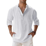 Men's Lightweight Breathable Linen Henley Shirt - Casual Summer Top for Comfort and Style