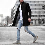 Davy Men's Tailored Mid-Length Coat with Lapel Collar | Stylish & Versatile Outerwear