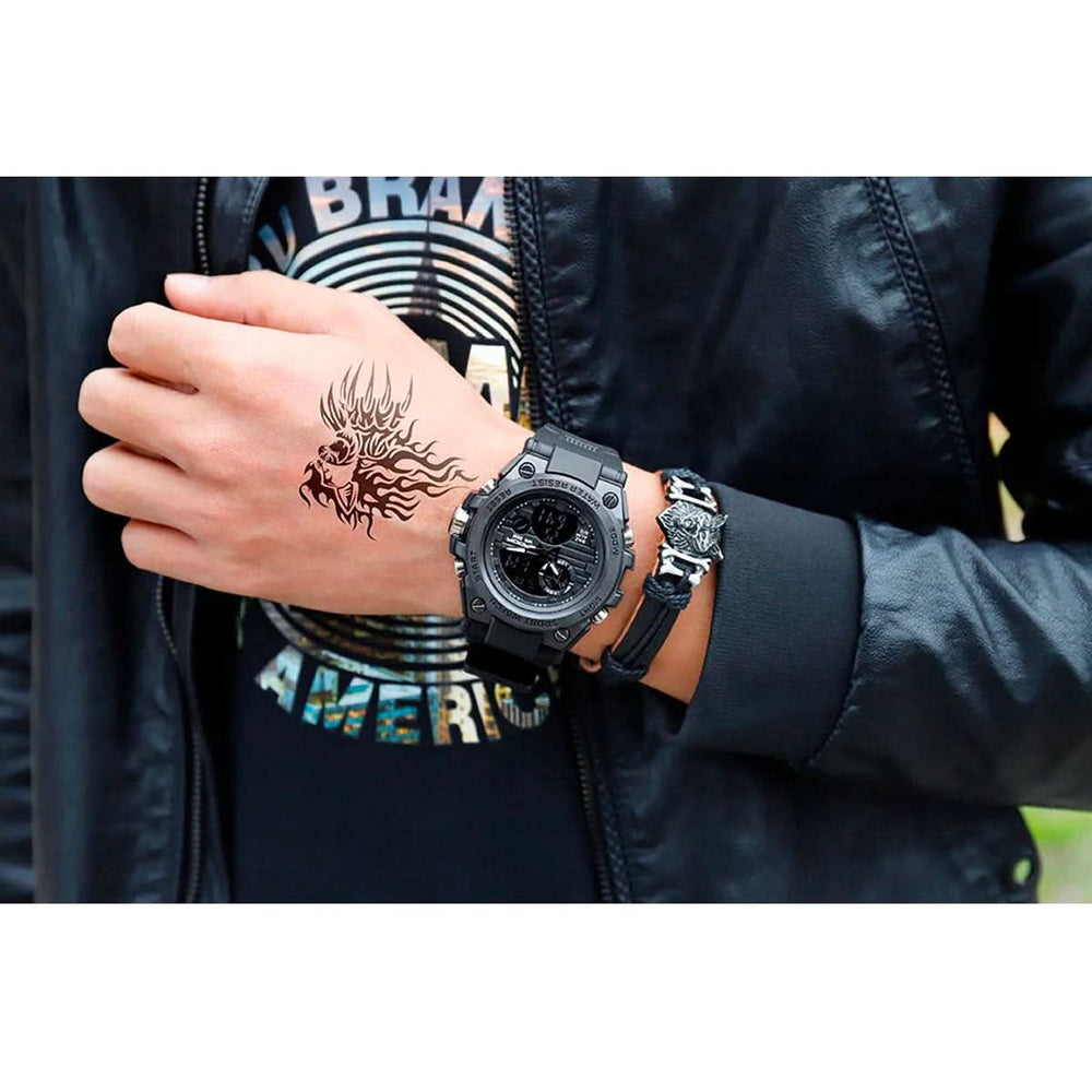 Enhanced Product Title: Davy Men's Military Watch - Durable Analog-Digital Display with Tactical Features, Waterproof Design, and Backlight Functionality
