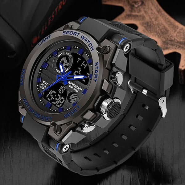 Enhanced Product Title: Davy Men's Military Watch - Durable Analog-Digital Display with Tactical Features, Waterproof Design, and Backlight Functionality