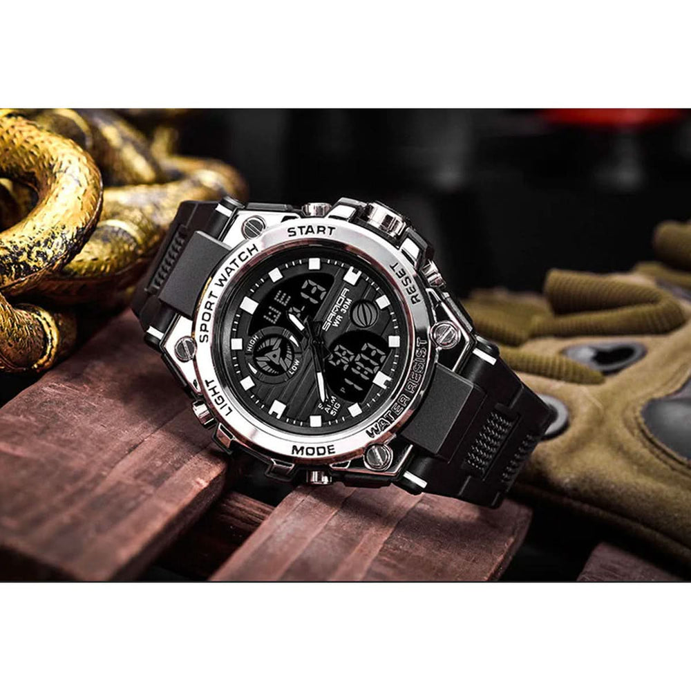 Enhanced Product Title: Davy Men's Military Watch - Durable Analog-Digital Display with Tactical Features, Waterproof Design, and Backlight Functionality