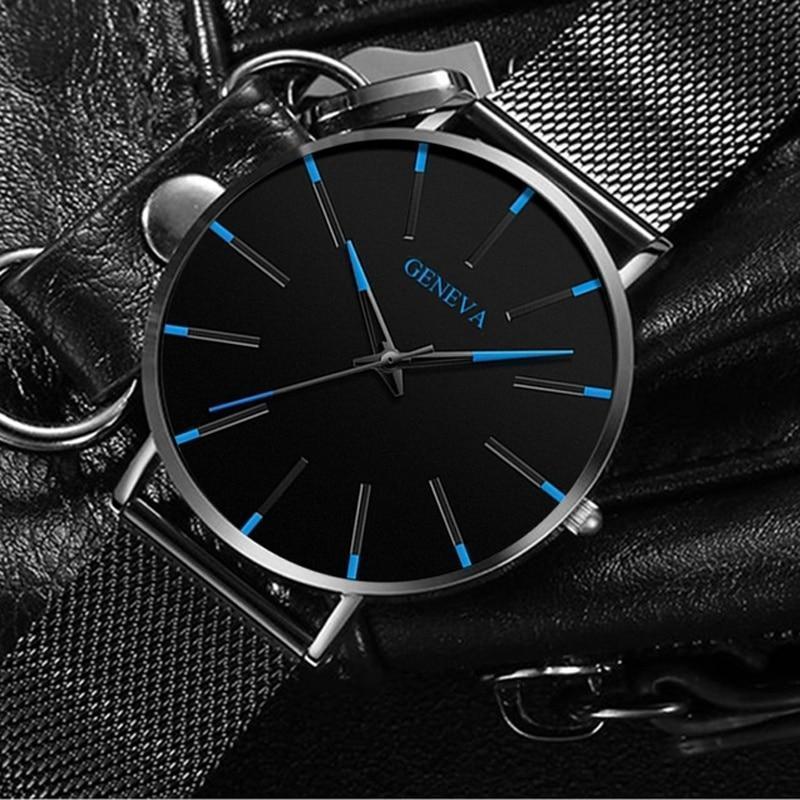 Davy Men's Minimalist Watch - Stylish Blue Accents, Durable Mesh Band, Perfect for Everyday Wear