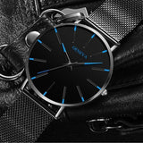 Davy Men's Minimalist Watch - Stylish Blue Accents, Durable Mesh Band, Perfect for Everyday Wear