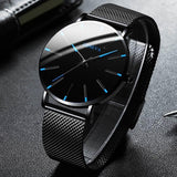 Davy Men's Minimalist Watch - Stylish Blue Accents, Durable Mesh Band, Perfect for Everyday Wear