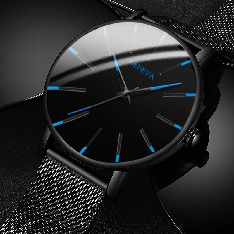 Davy Men's Minimalist Watch - Stylish Blue Accents, Durable Mesh Band, Perfect for Everyday Wear
