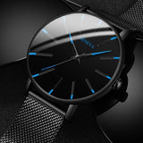 Davy Men's Minimalist Watch - Stylish Blue Accents, Durable Mesh Band, Perfect for Everyday Wear