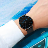 Davy Men's Minimalist Watch - Stylish Blue Accents, Durable Mesh Band, Perfect for Everyday Wear