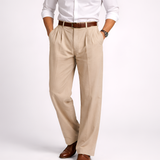 Davy Men's Relaxed Fit Pleated Trousers - Comfortable & Stylish Casual Pants for Everyday Wear