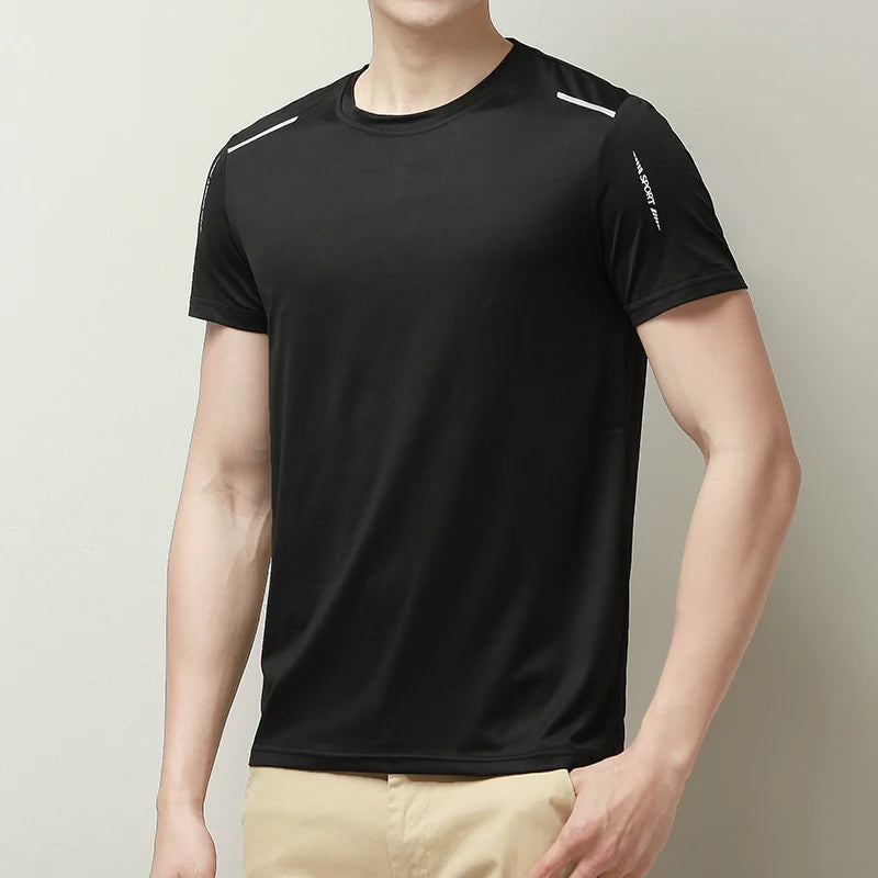 Men's Breathable Reflective Activewear Tee - Lightweight Performance Shirt for Running & Fitness