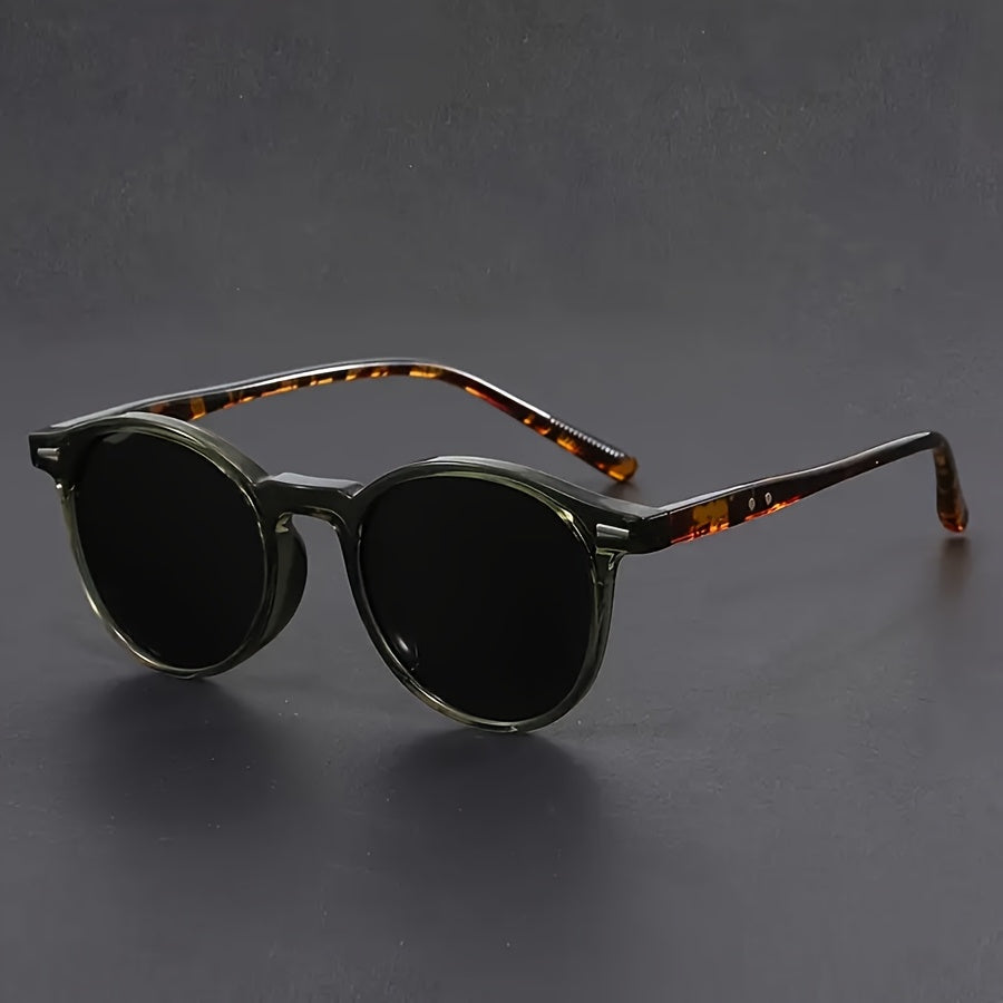 Round Sunglasses – Men's, Retro Tortoiseshell Print & Lightweight Frame