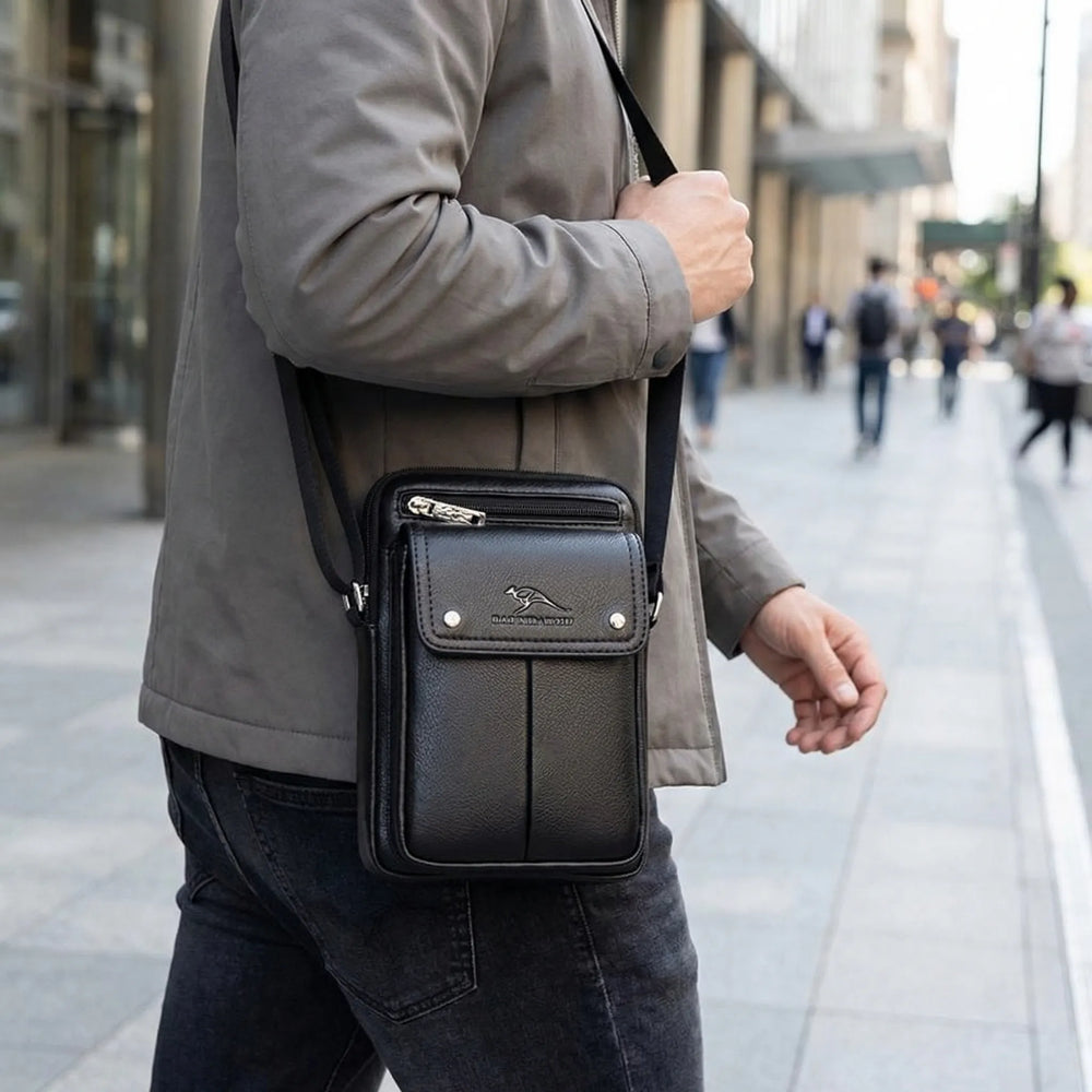 Davy Men's Vertical Crossbody Bag - Stylish Flap Pocket Design for Everyday Use