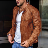 Men's Davy Waterproof Leather Moto Jacket - Stylish & Durable Biker Jacket for All Weather