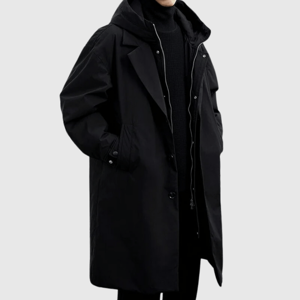 Davy Men's Waterproof Trench Coat with Hood | Stylish & Durable Rain Jacket for All Weather