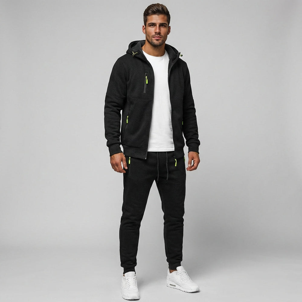 Men's Comfortable Performance Zip-Up Hoodie & Jogger Set - Stylish Activewear for Gym & Casual Wear