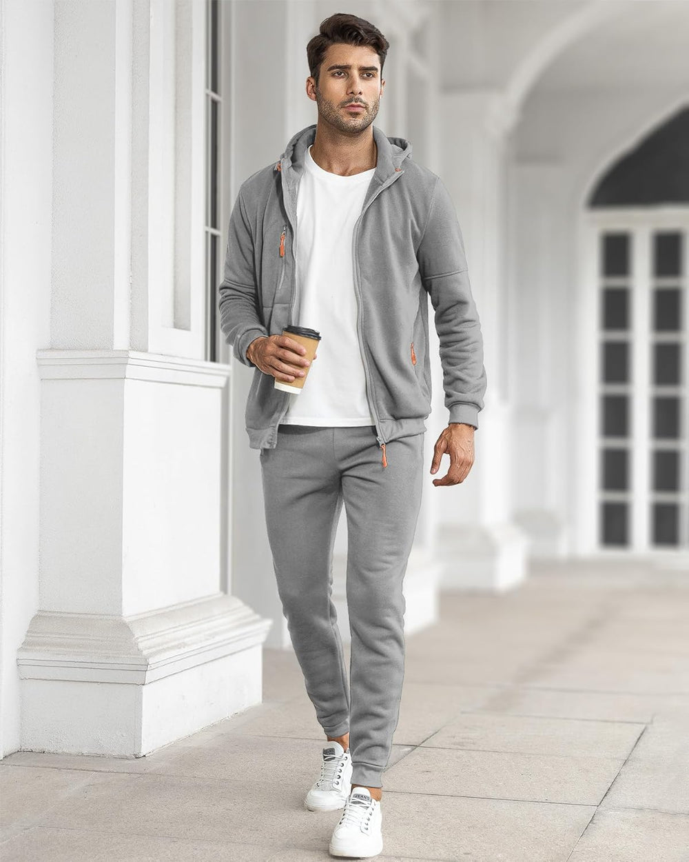 Men's Comfortable Performance Zip-Up Hoodie & Jogger Set - Stylish Activewear for Gym & Casual Wear