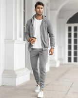Men's Comfortable Performance Zip-Up Hoodie & Jogger Set - Stylish Activewear for Gym & Casual Wear