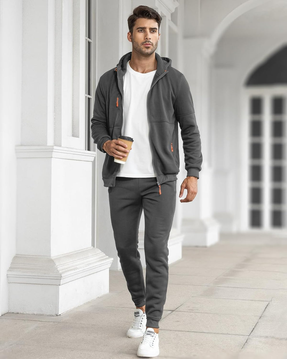 Men's Comfortable Performance Zip-Up Hoodie & Jogger Set - Stylish Activewear for Gym & Casual Wear
