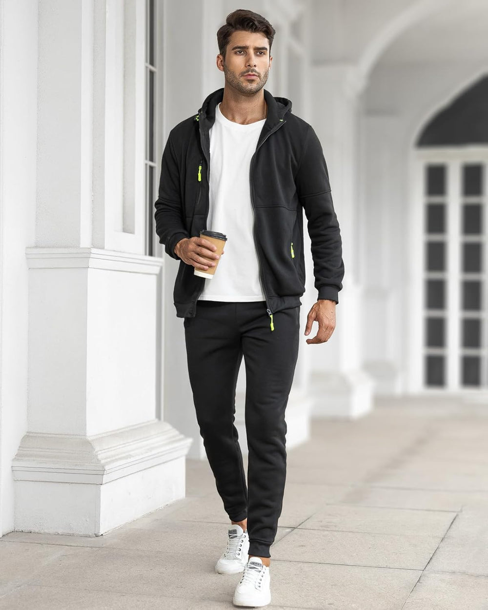 Men's Comfortable Performance Zip-Up Hoodie & Jogger Set - Stylish Activewear for Gym & Casual Wear