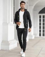 Men's Comfortable Performance Zip-Up Hoodie & Jogger Set - Stylish Activewear for Gym & Casual Wear